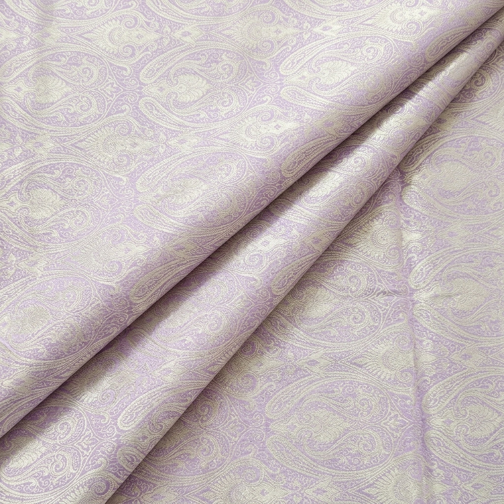 Folded Violet Zari Semi Banaras Fabric