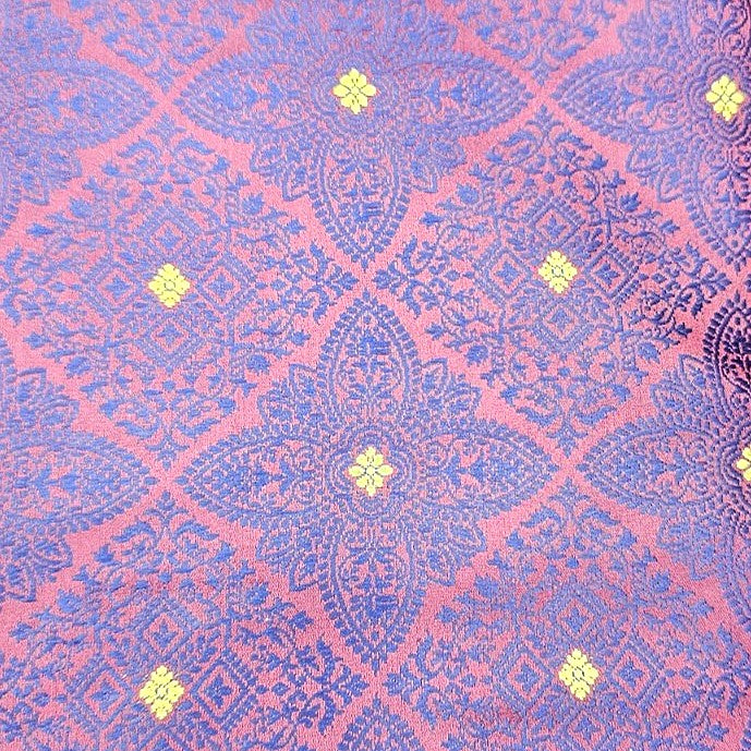 Maroon Zari Banaras Fabric, laid flat