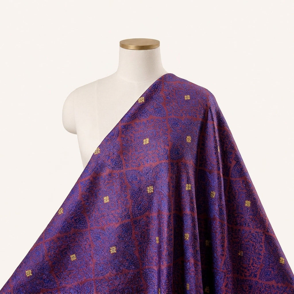 Maroon Zari Banaras Fabric Draped as a saree