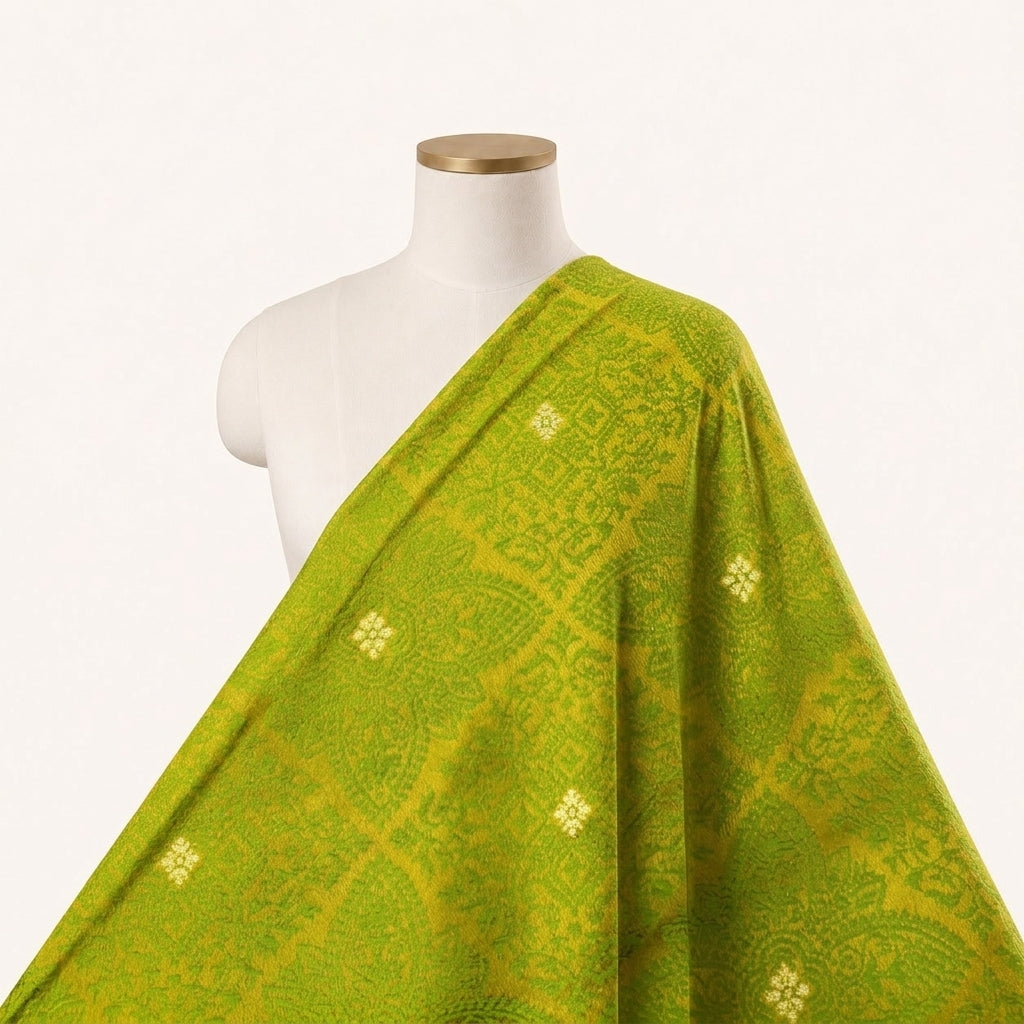 Green Zari Banaras Fabric Draped as a saree