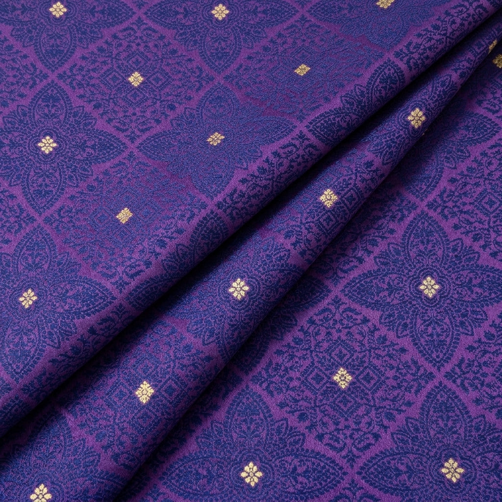 Folded Purple Zari Banaras Fabric