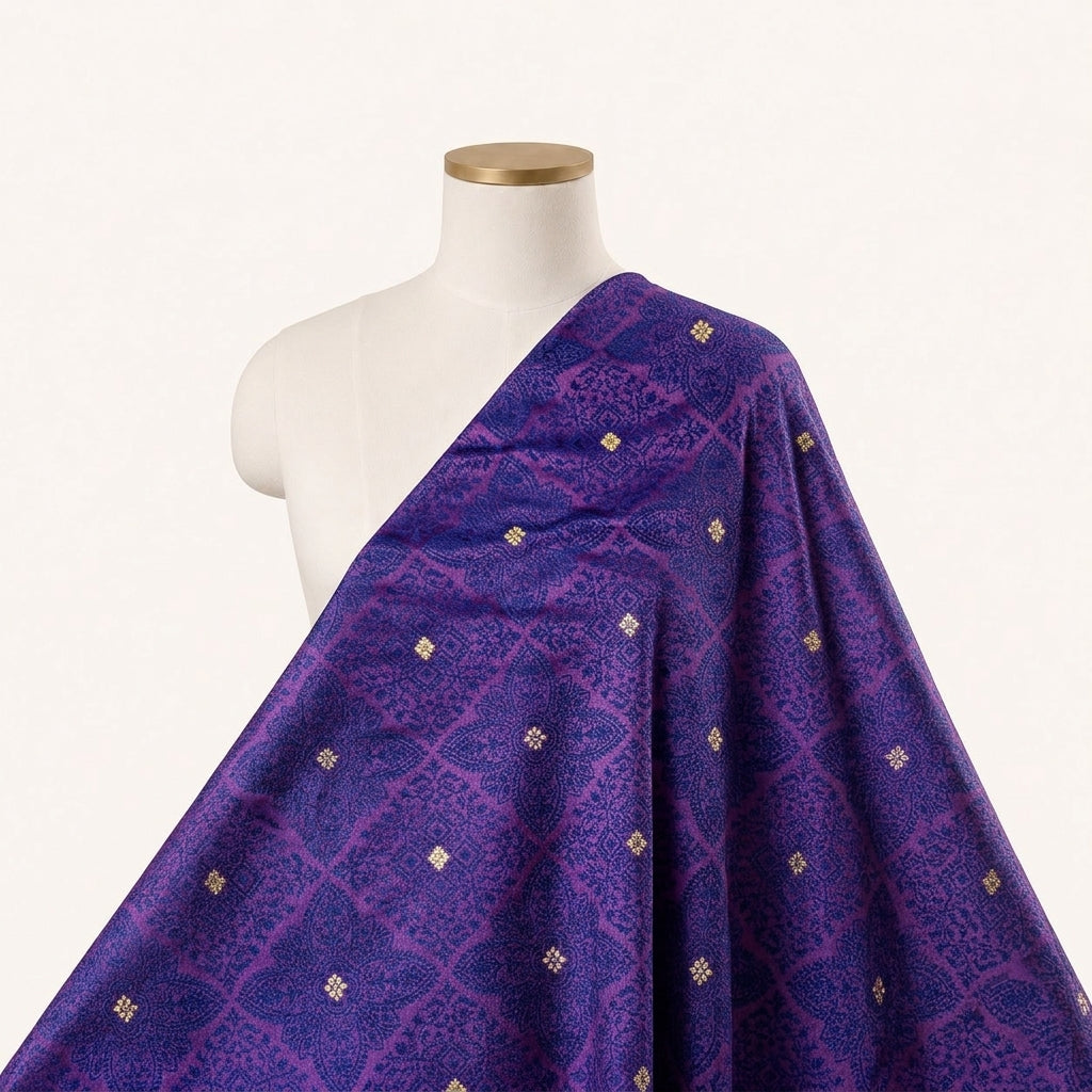 Purple Zari Banaras Fabric Draped as a saree