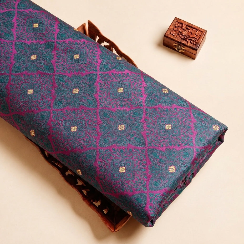 Pink Zari Banaras Fabric with Butta