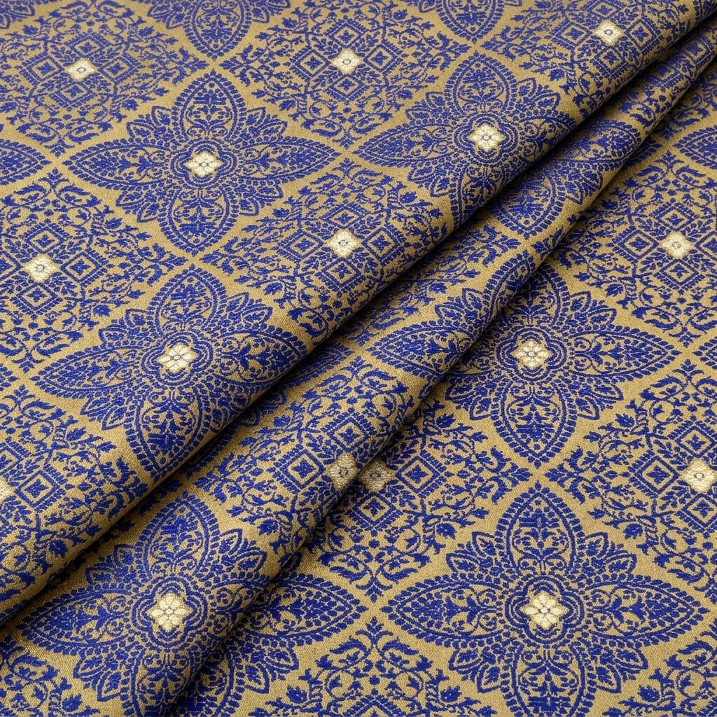 Folded Yellow Zari Banaras Fabric