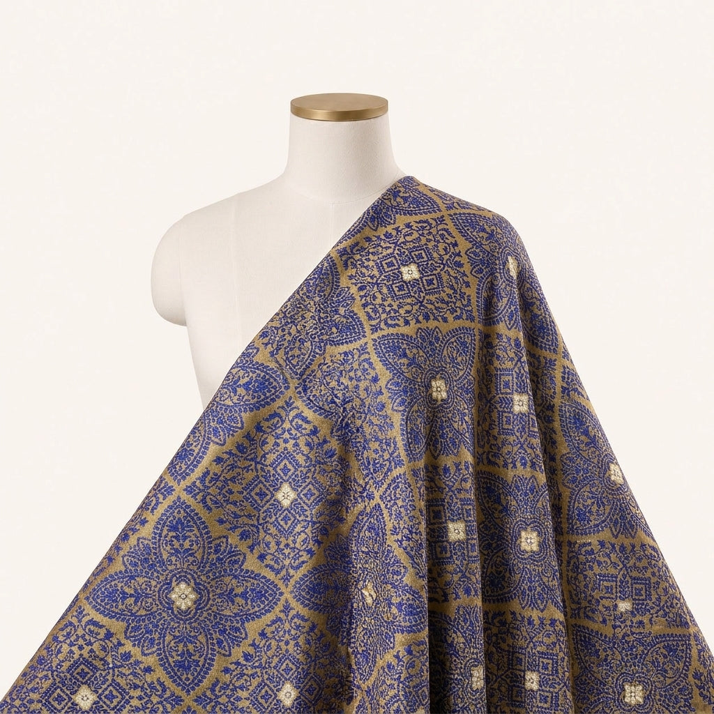 Yellow Zari Banaras Fabric Draped as a saree