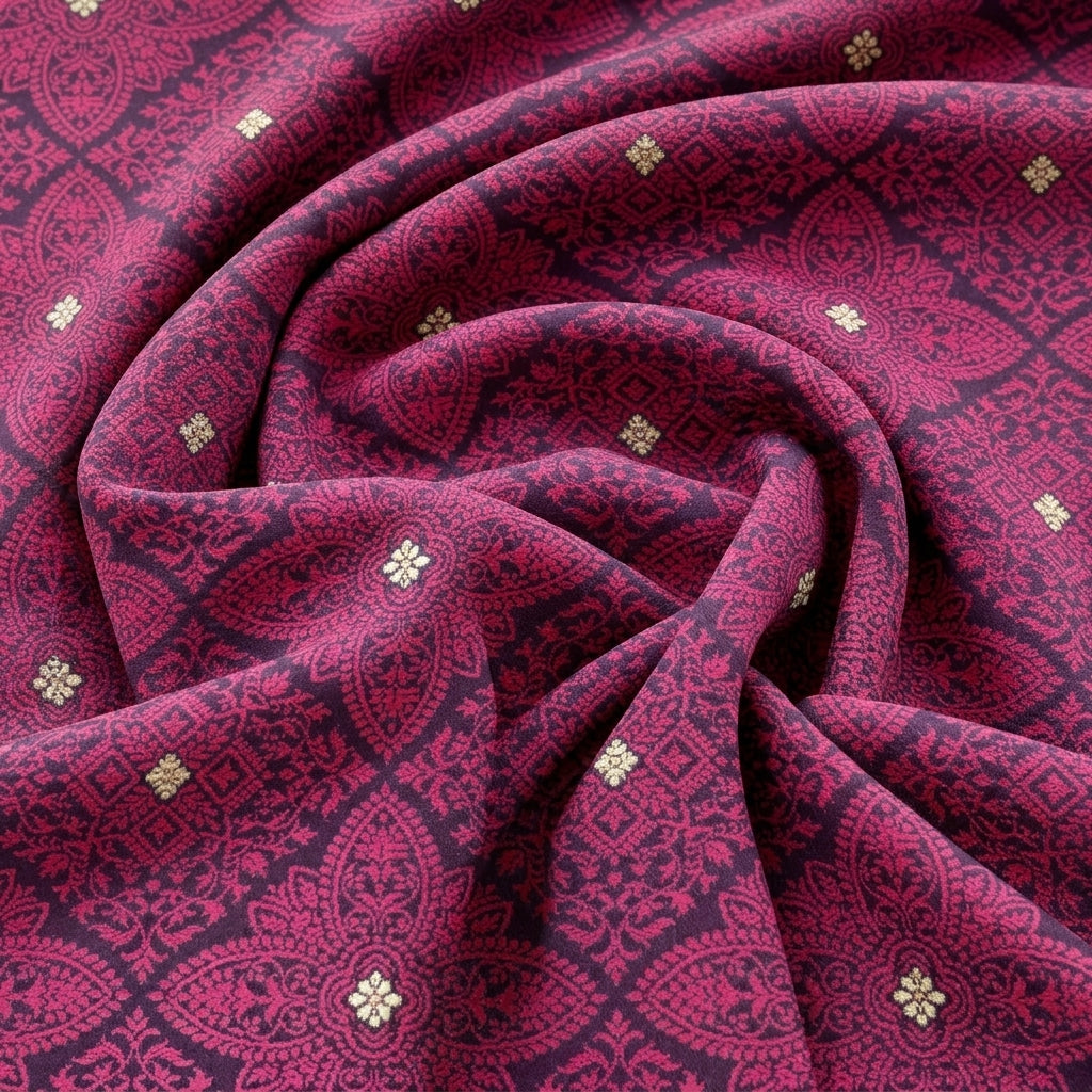 Swirled Black Zari Banaras Fabric Showing Butta and Drape