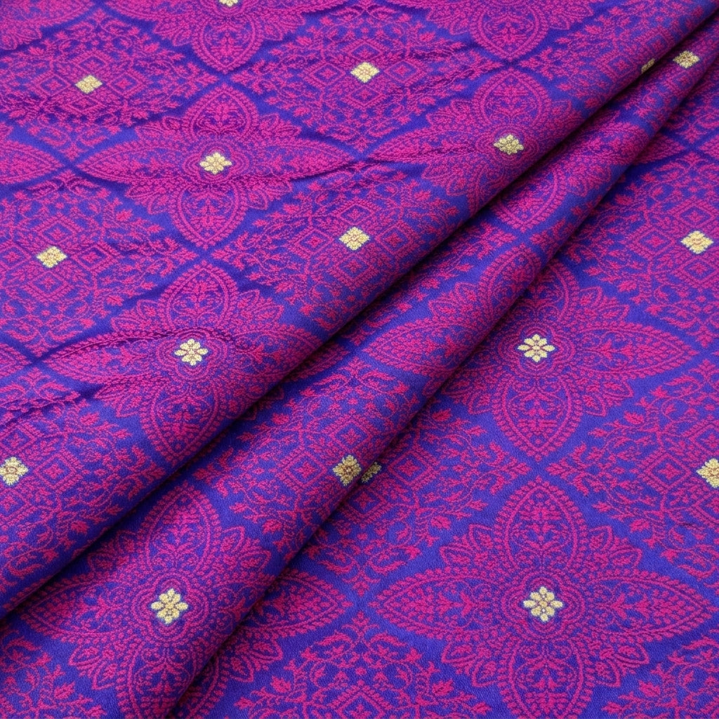 Folded Blue Zari Banaras Fabric