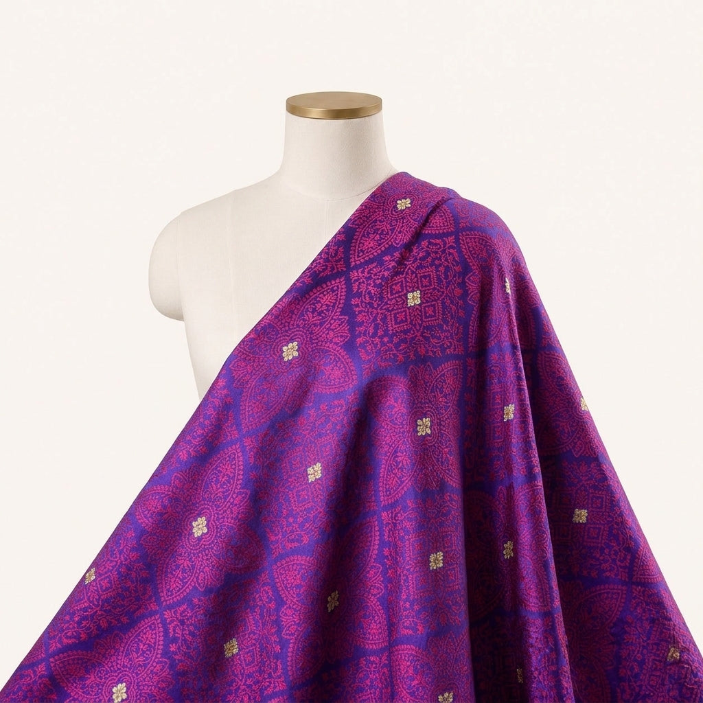 Blue Zari Banaras Fabric Draped as a saree