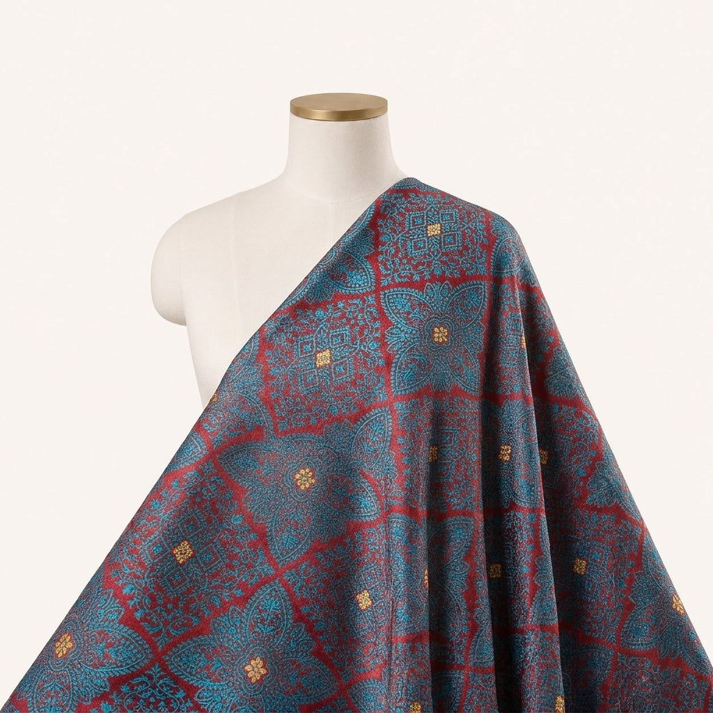 Maroon Zari Banaras Fabric Draped as a saree
