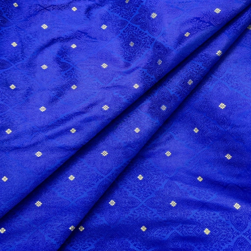 Folded Blue Zari Banaras Fabric
