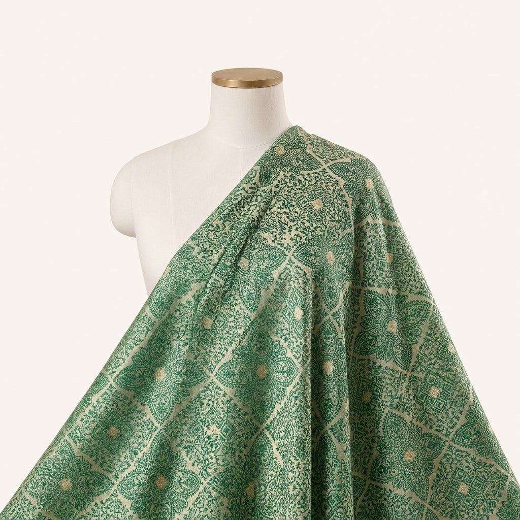 Green Zari Banaras Fabric Draped as a saree
