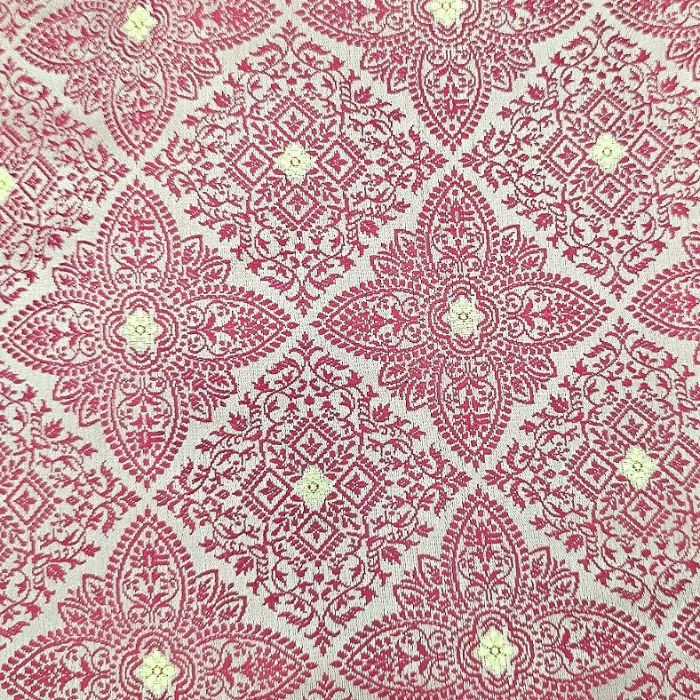 Beige Zari Banaras Fabric, laid flat