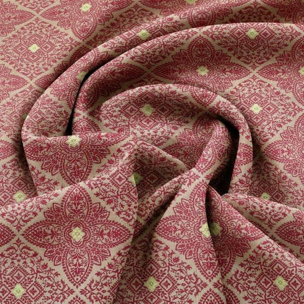 Swirled Beige Zari Banaras Fabric Showing Butta and Drape