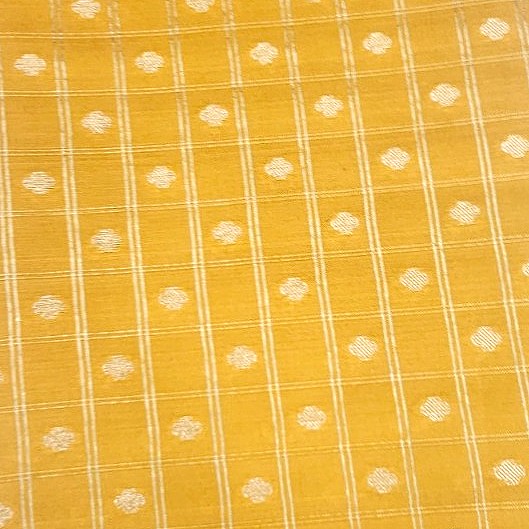 Mustard Zari Semi Banaras Fabric, laid flat