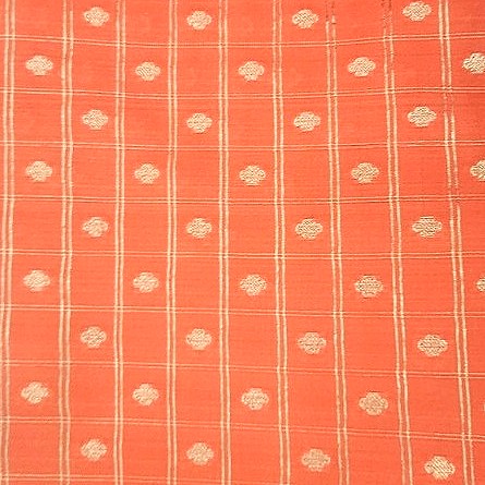 Orange Zari Semi Banaras Fabric, laid flat