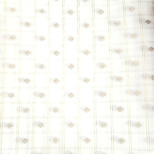 Cream Zari Semi Banaras Fabric, laid flat