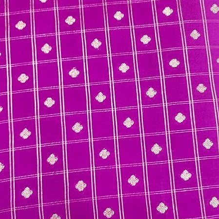 Purple Zari Semi Banaras Fabric, laid flat