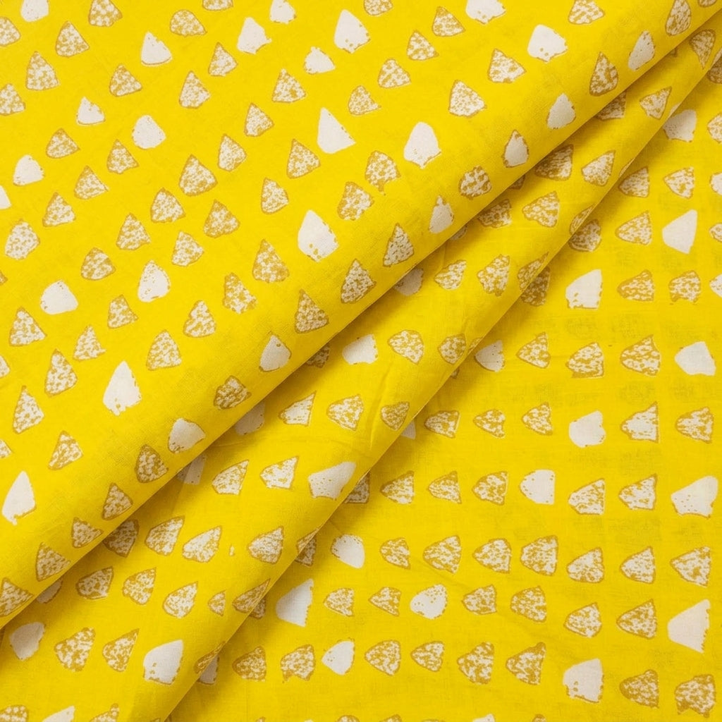 Folded Printed Yellow Printed Cotton Fabric