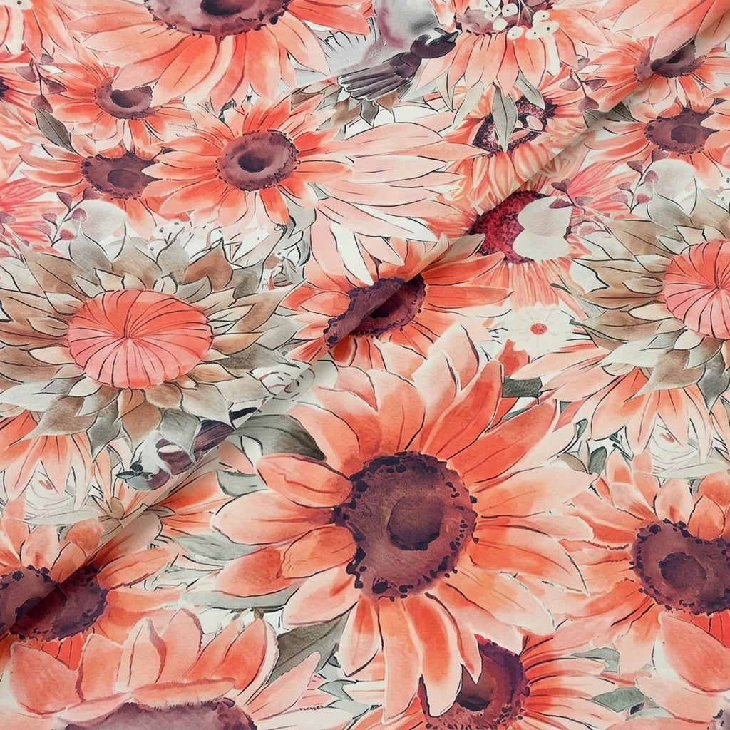 Folded Floral Red Floral Georgette Fabric