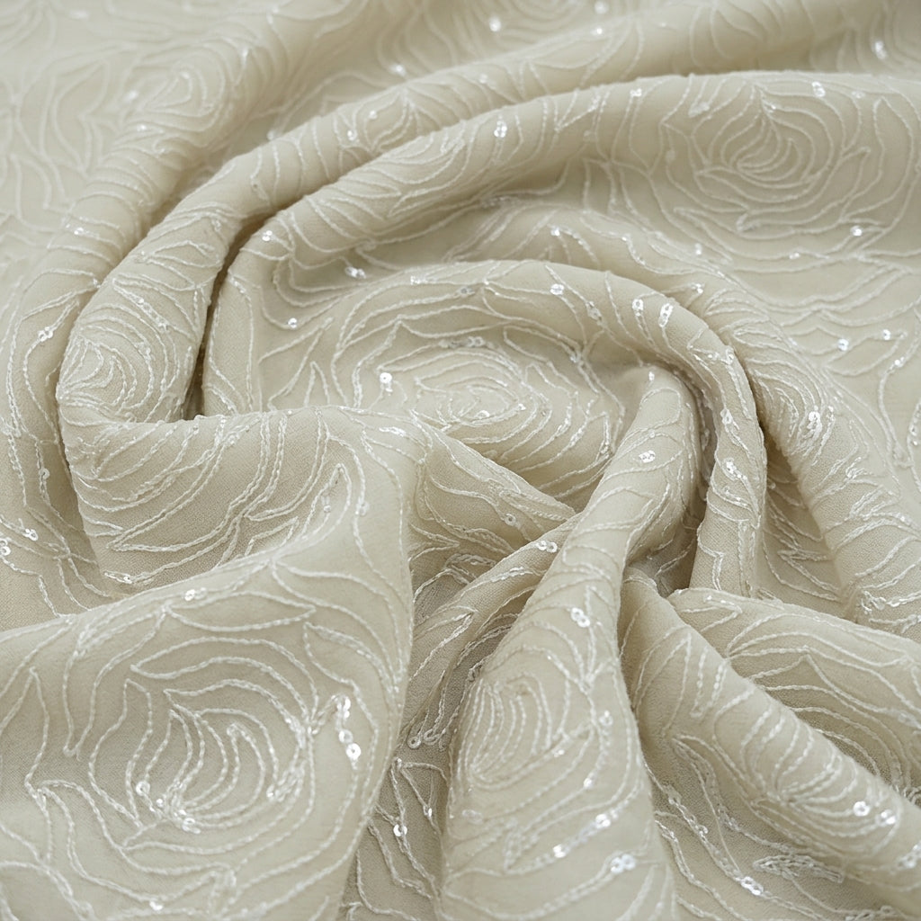 Floral Embroidery Georgette Fabric