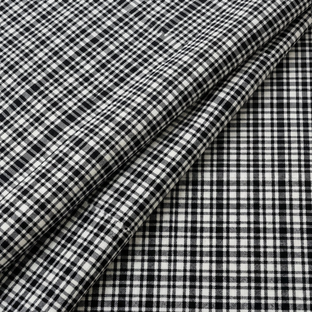 Folded Checked White Checked Cotton Fabric