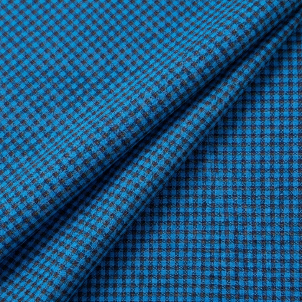 Folded Checked Blue Checked Cotton Fabric