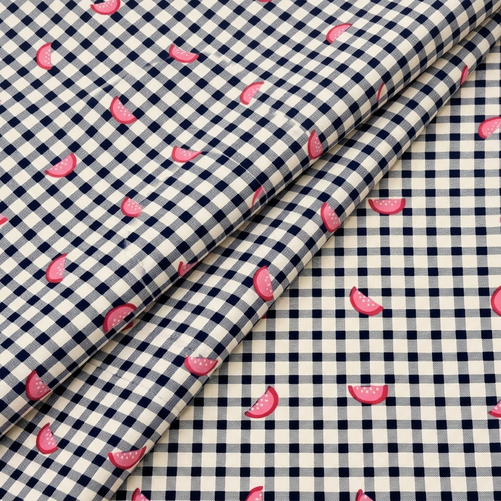Folded Checked White Checked Cotton Fabric