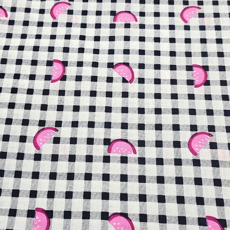White Checked Cotton Fabric - EB10824 - Flat fabric