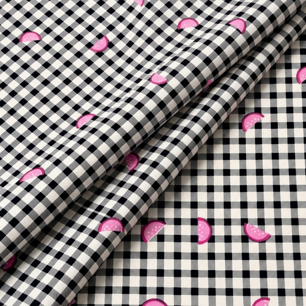 Folded Checked White Checked Cotton Fabric