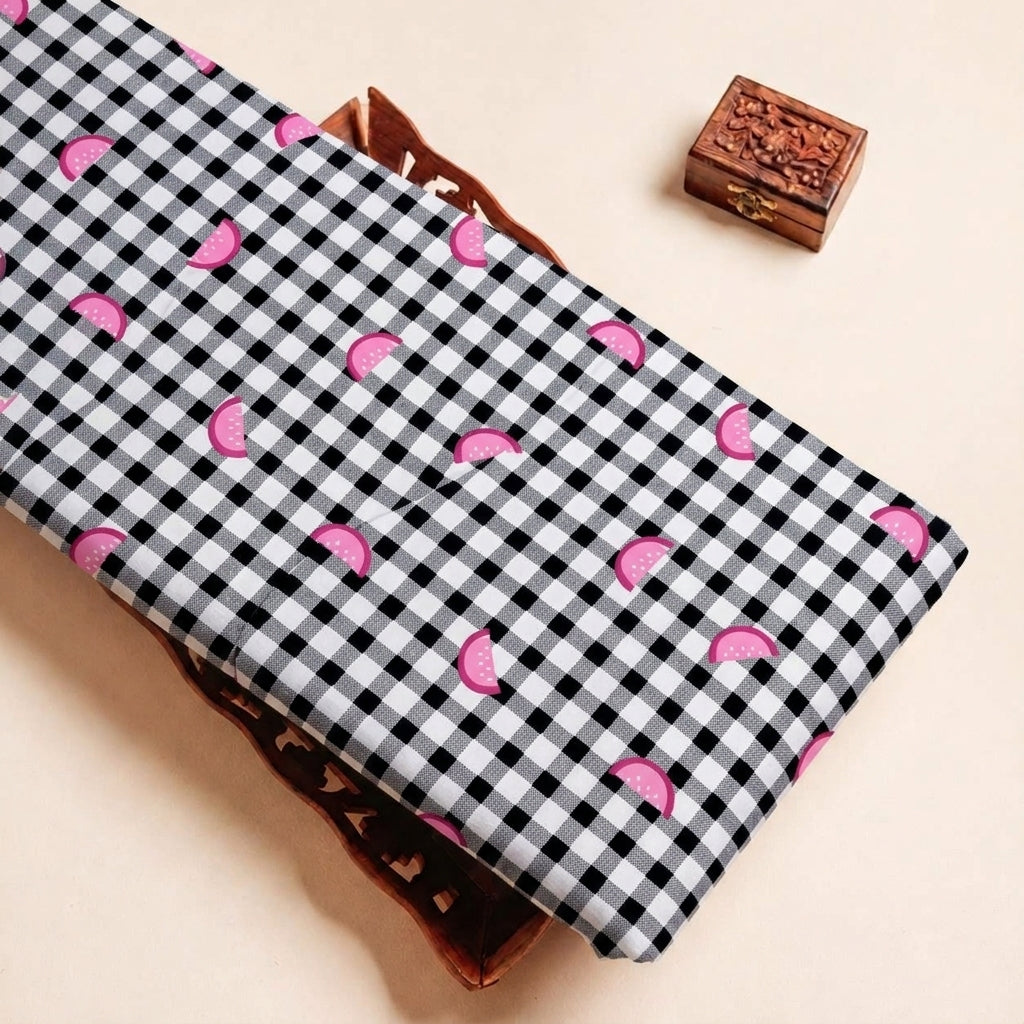 Folded White Checked Cotton Fabric Highlighting and Texture