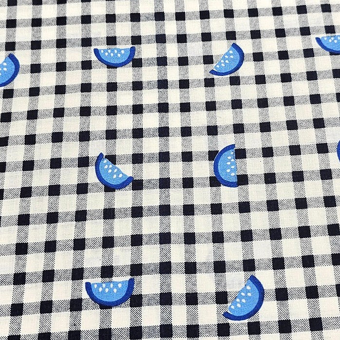 White Checked Cotton Fabric - EB10828 - Flat fabric