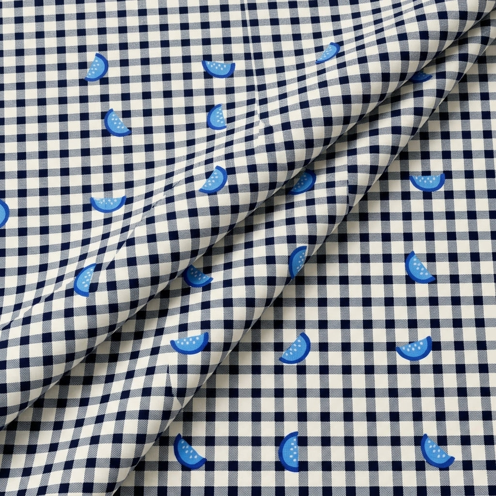 Folded Checked White Checked Cotton Fabric