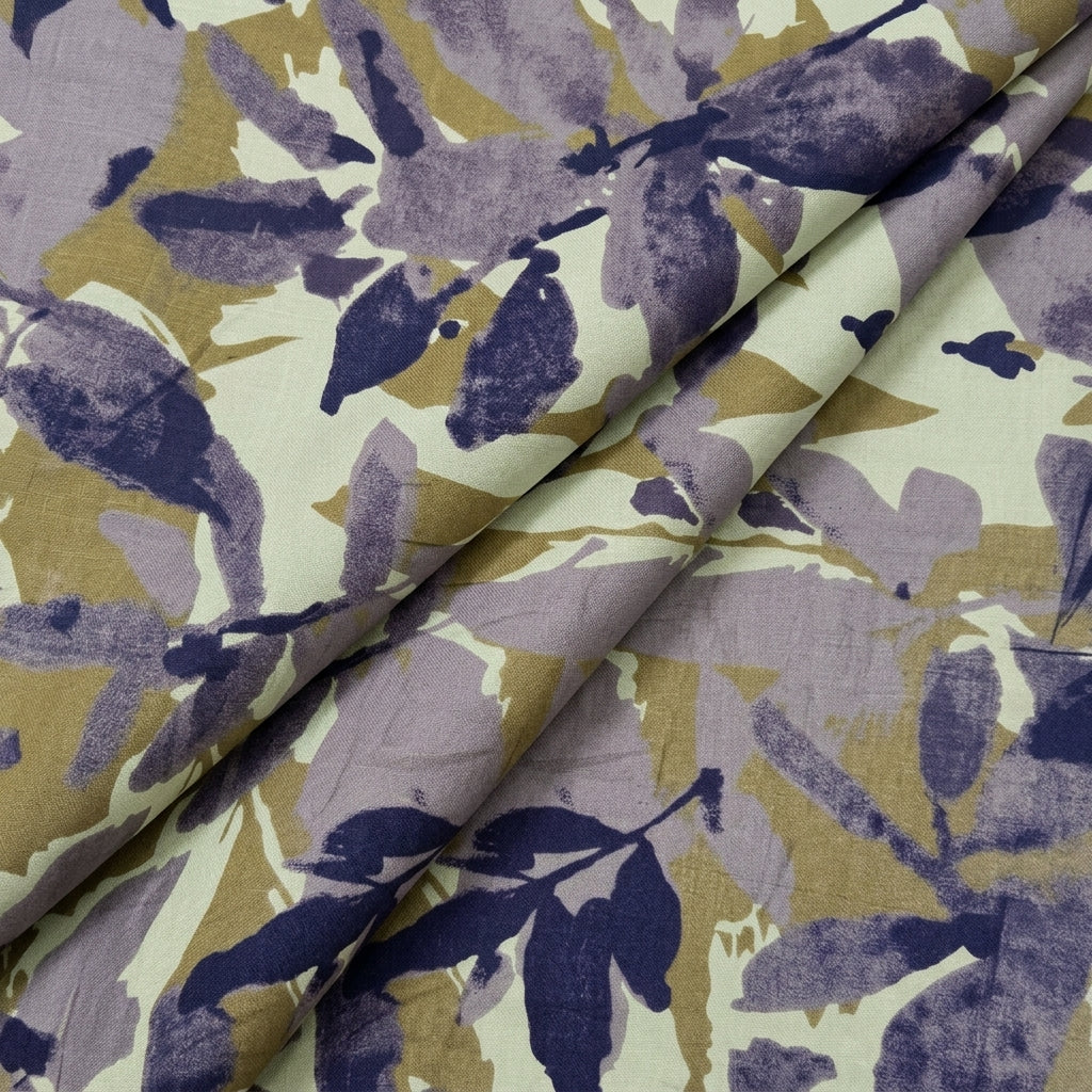 Folded Leaf Green Leaf Cotton Fabric