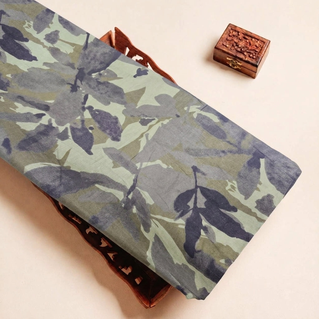 Folded Green Leaf Cotton Fabric Highlighting and Texture