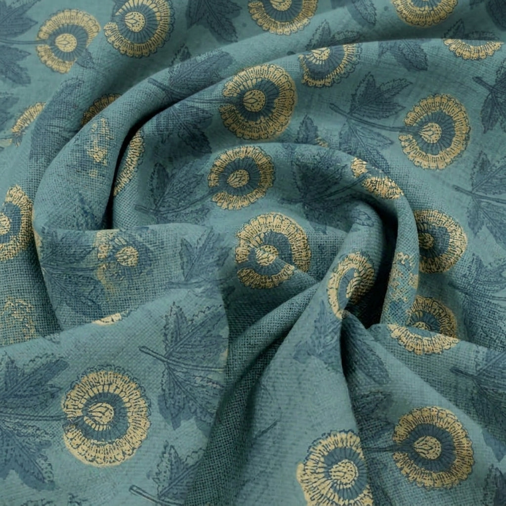 Swirled Floral Green Floral Cotton Fabric