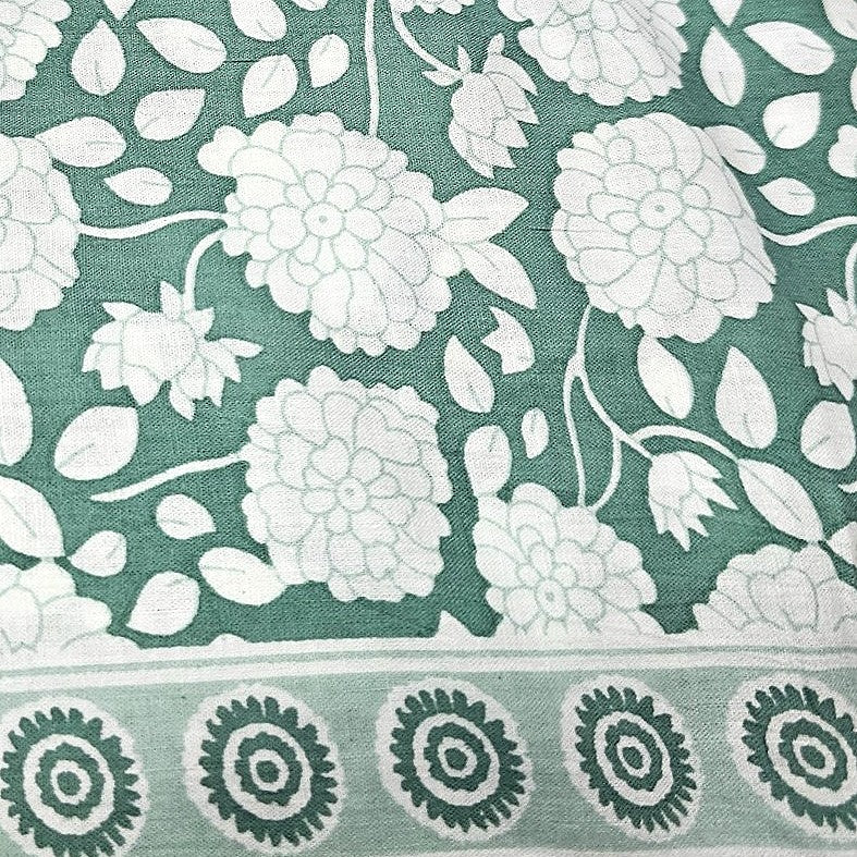 Green Floral Cotton Fabric - EB11177 - EB11177 - Flat fabric