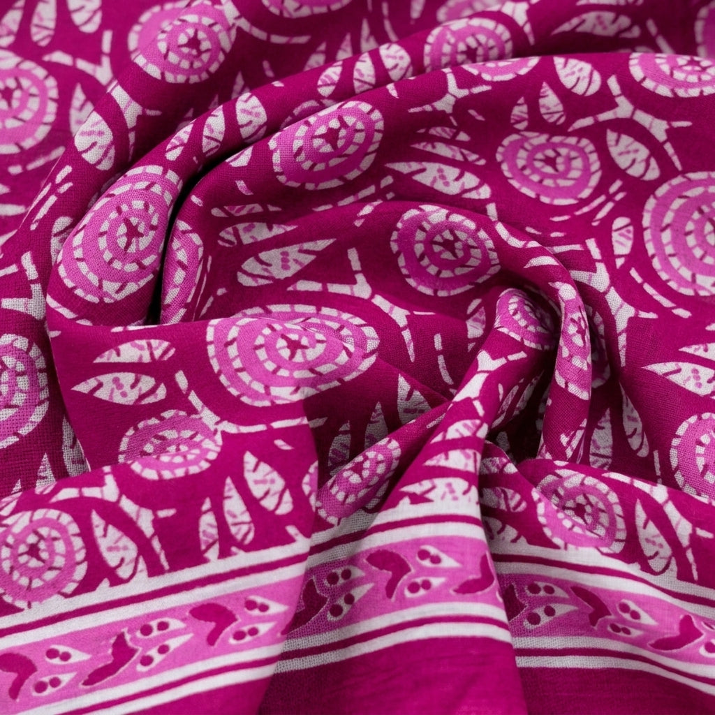 Swirled Floral Pink Floral Cotton Fabric
