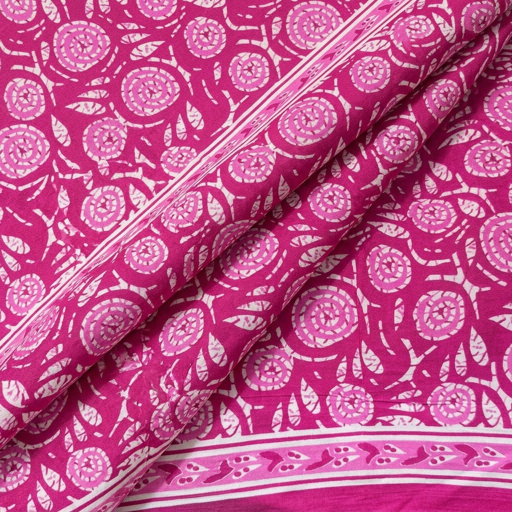 Folded Floral Pink Floral Cotton Fabric