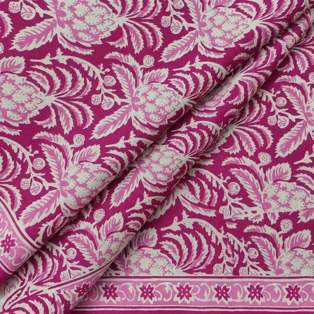 Folded Floral Pink Floral Cotton Fabric