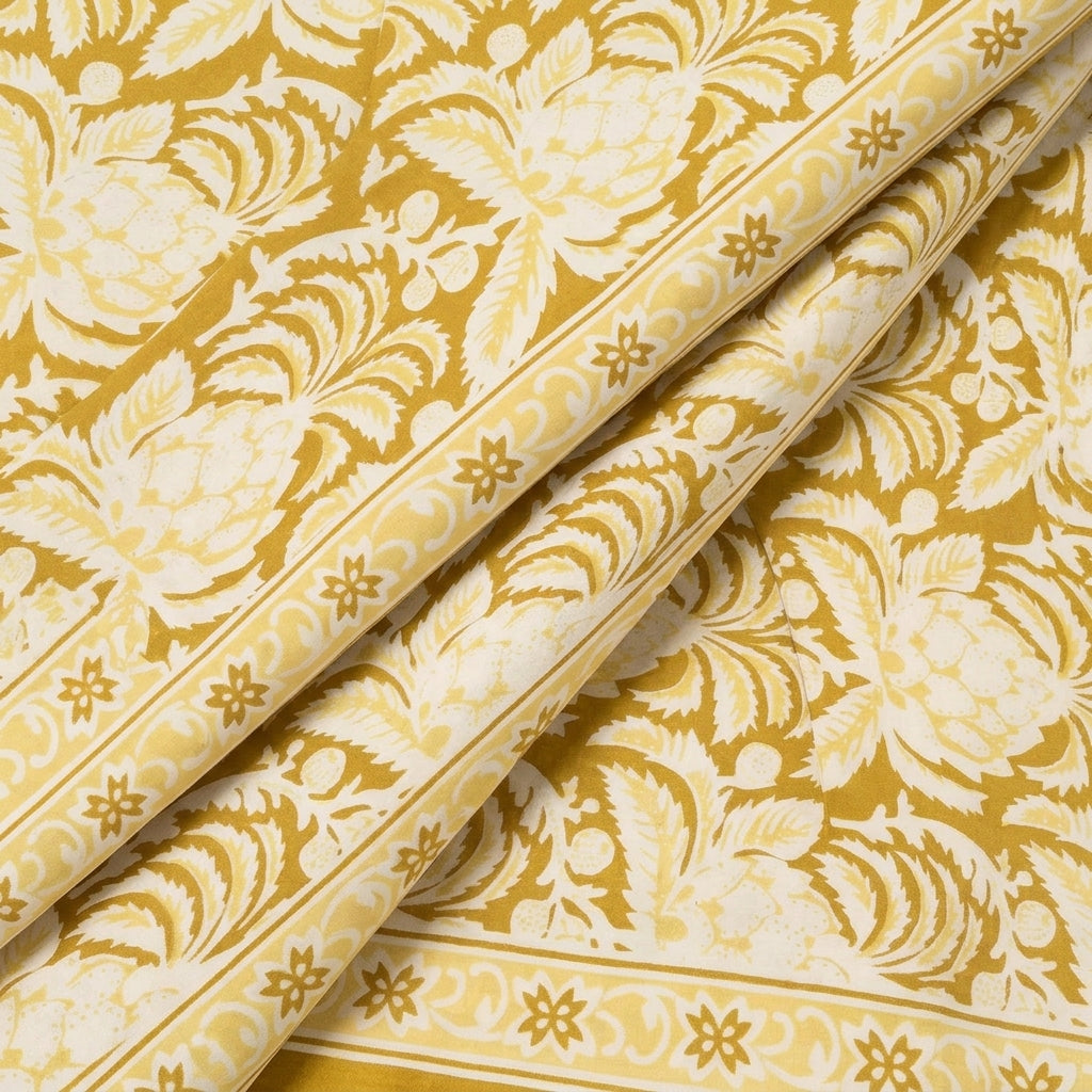 Folded Floral Mustard Yellow Floral Cotton Fabric