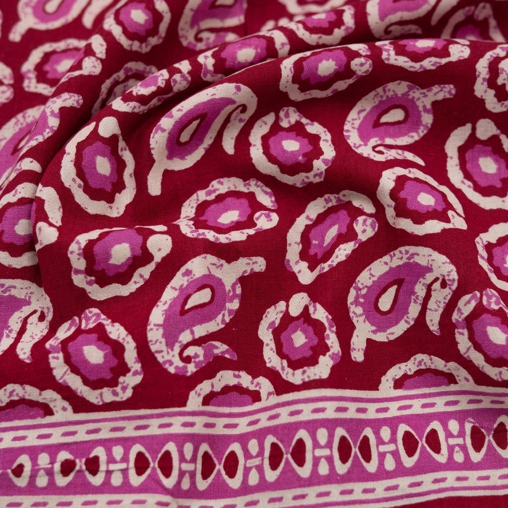 Swirled Paisley Pink Paisley Cotton Fabric