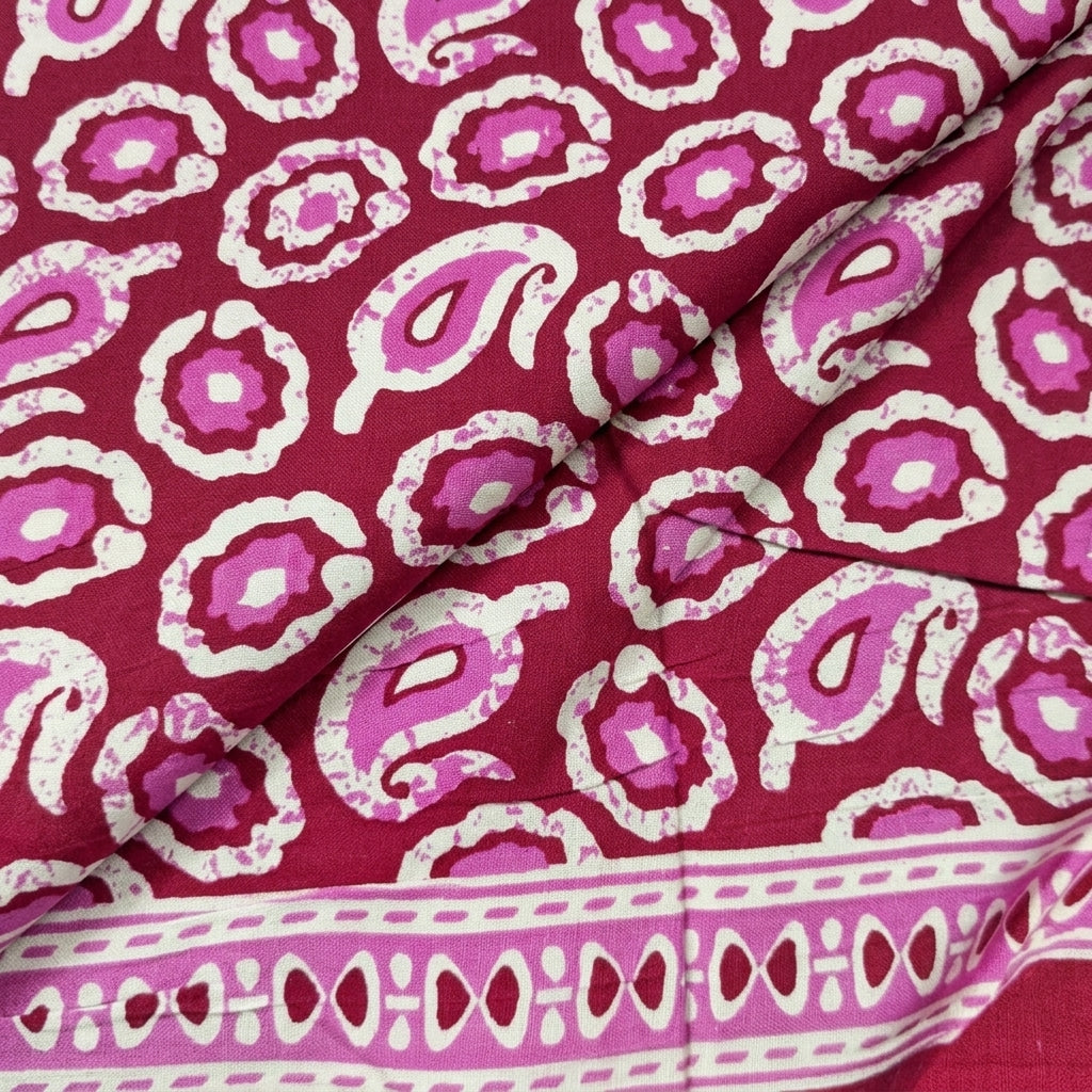 Folded Paisley Pink Paisley Cotton Fabric