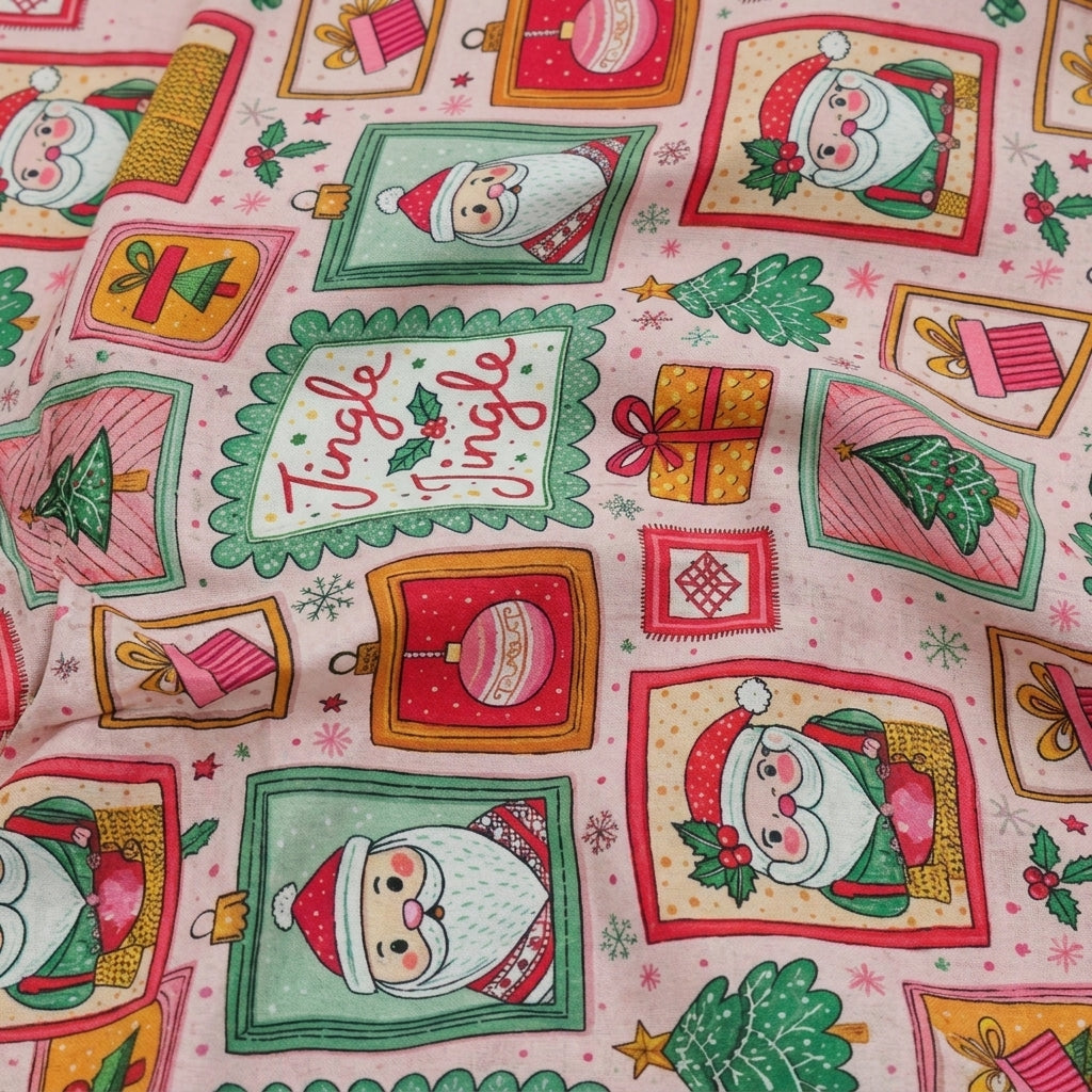 Swirled Printed Pink Printed Satin Fabric