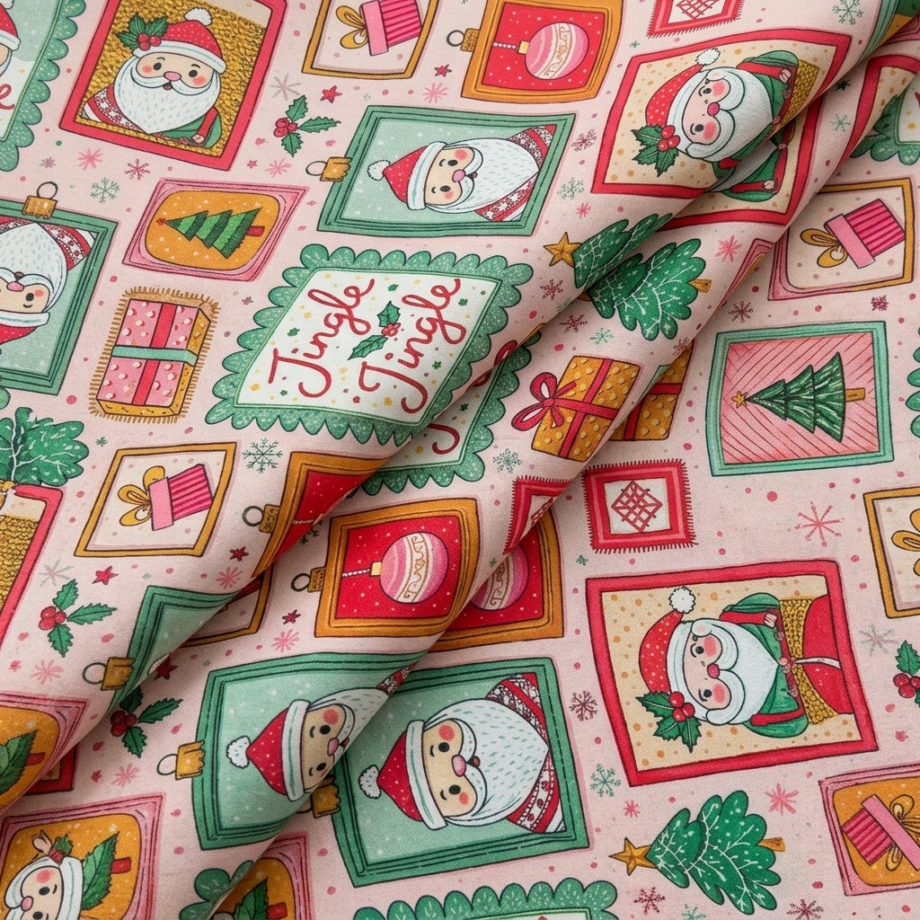 Folded Printed Pink Printed Satin Fabric
