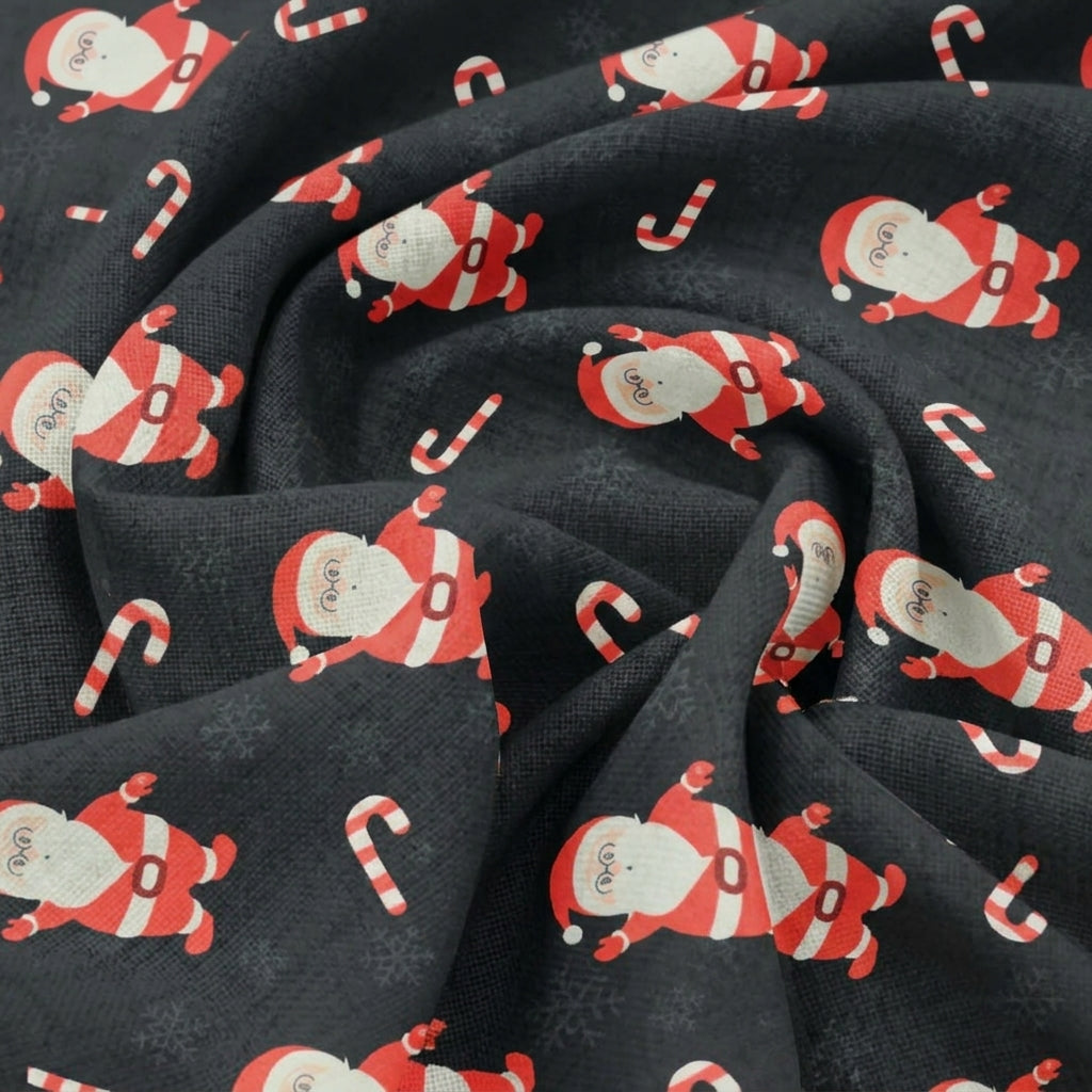 Swirled Printed Black Printed Satin Fabric