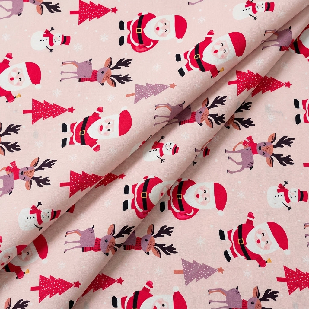 Folded Printed Pink Printed Satin Fabric
