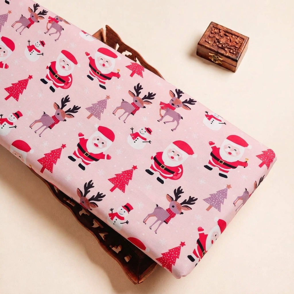Folded Pink Printed Satin Fabric Highlighting and Texture