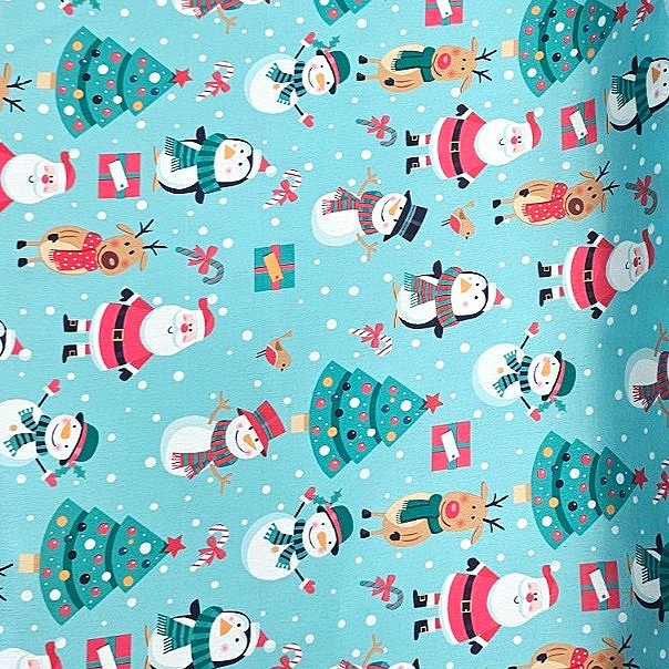 Blue Printed Satin Fabric - EB11388 - EB11388 - Flat fabric