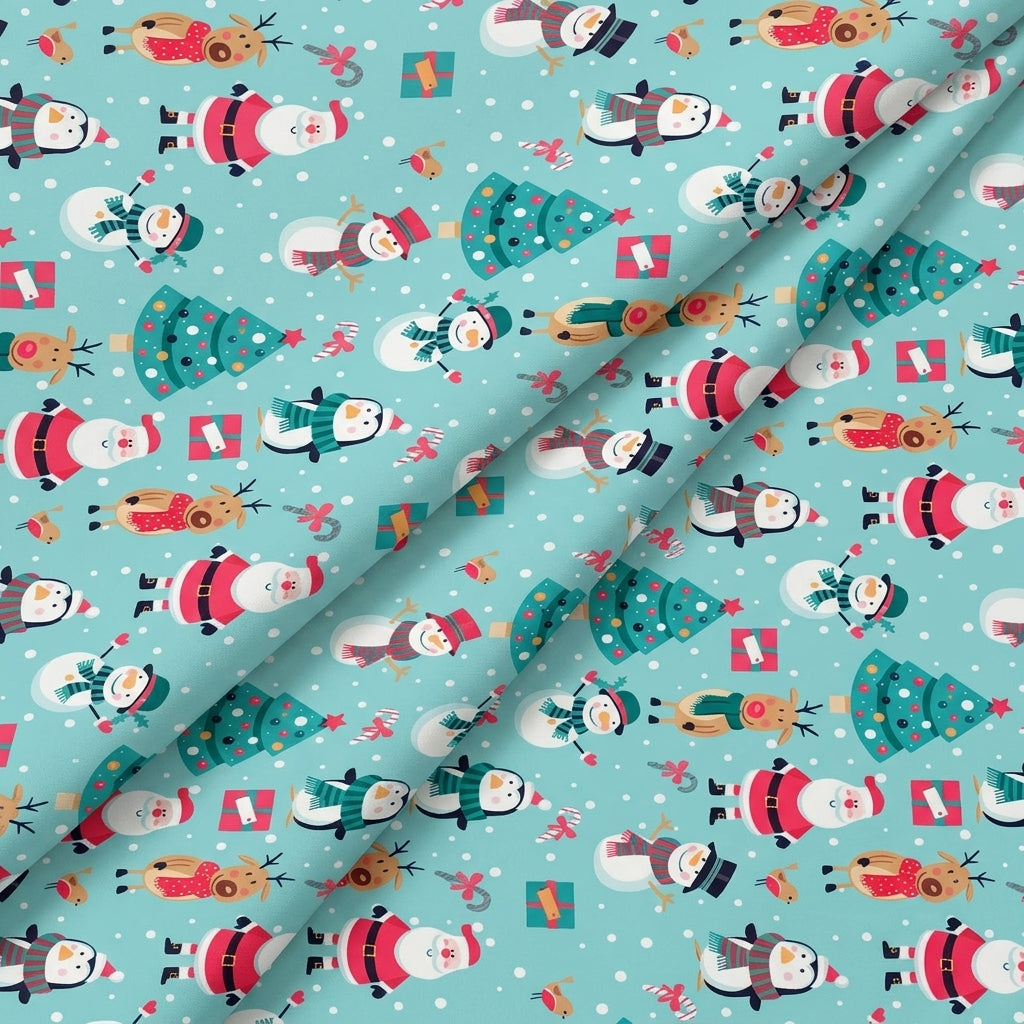 Folded Printed Blue Printed Satin Fabric
