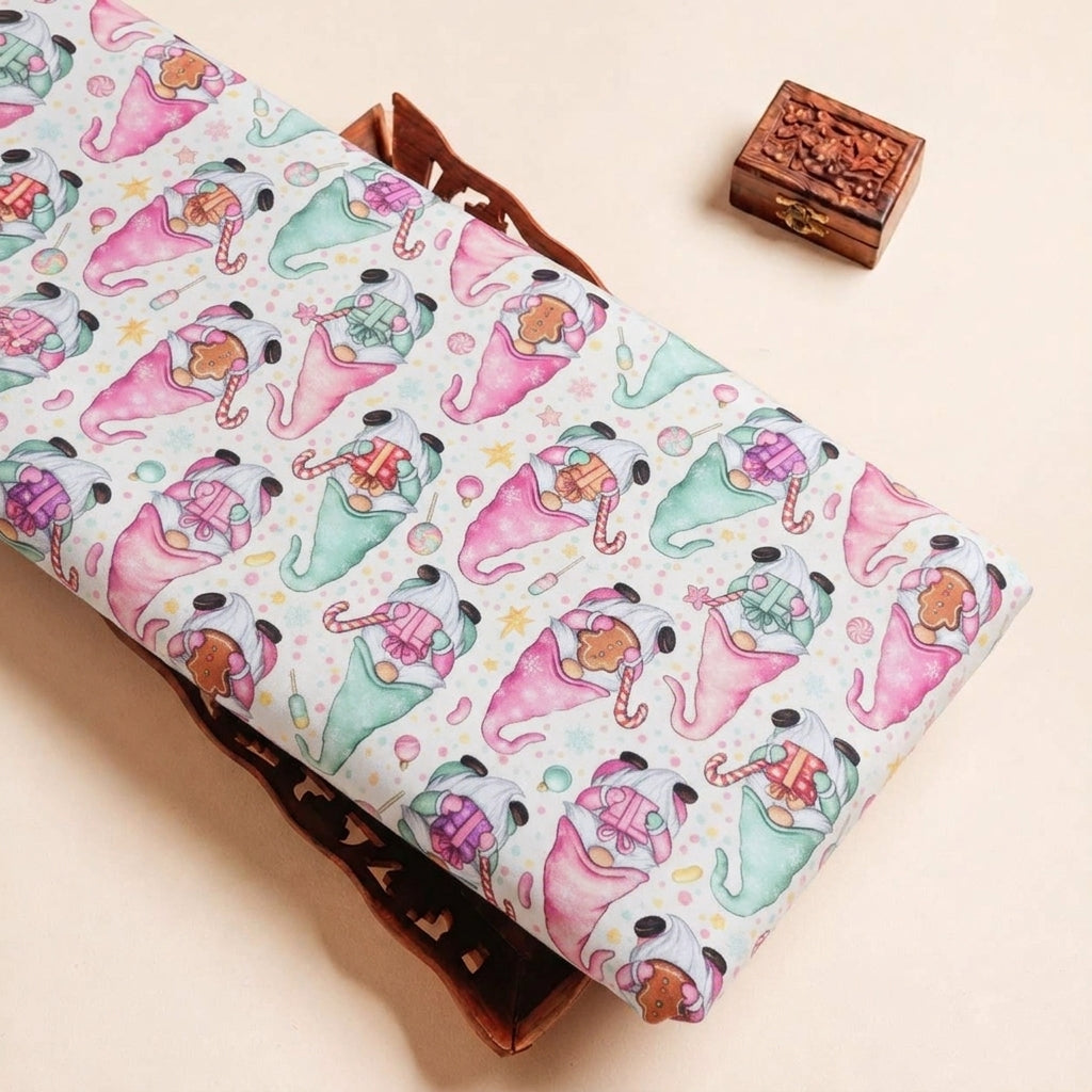 Cream Printed Satin Fabric - EB11390 - EB11390 - tray_3